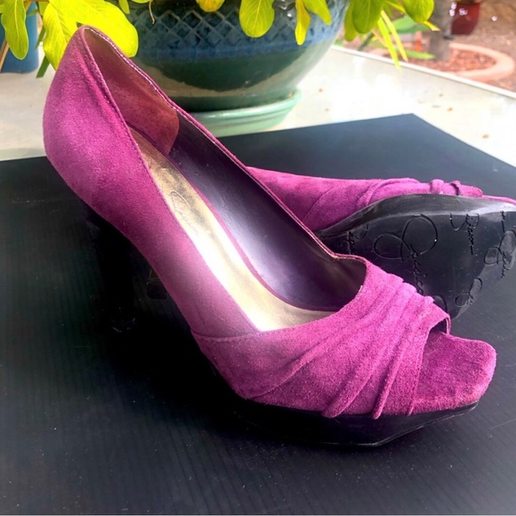 NWOT Jessica Simpson Purple Suede Platform Heels - Picture 6 of 6